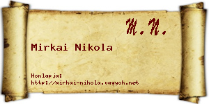 Mirkai Nikola névjegykártya